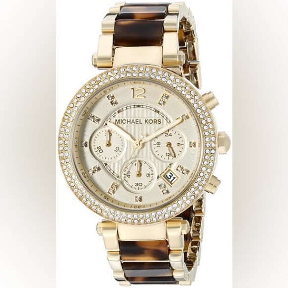 Michael Kors Women's Parker Chronograph Gold Dial Watch MK5688 - Picture 1 of 6